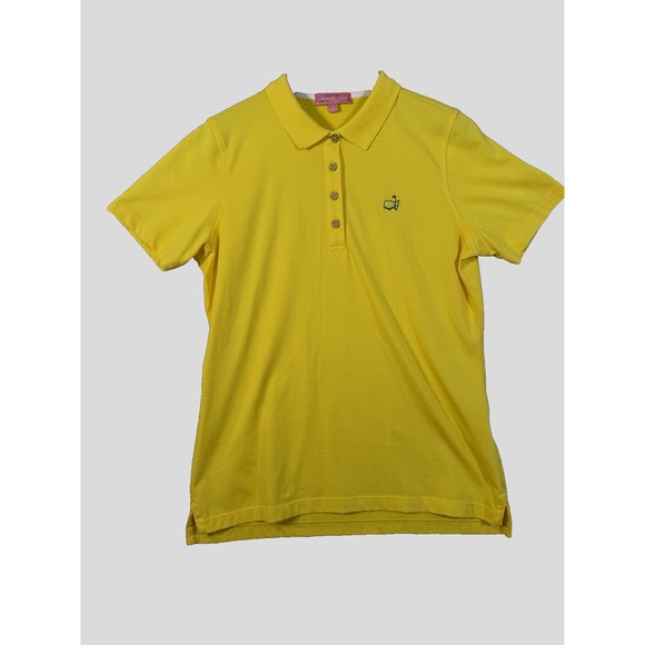 Masters Golf Polo Womens M Magnolia Lane Augusta Nationals Yellow Cotton Blend - Picture 2 of 7